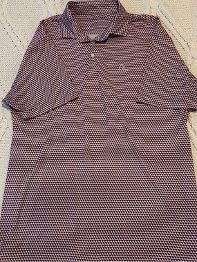 Rhoback Men's Garnet and White Patterned Polo